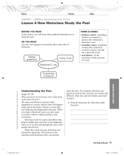 Lesson 4 How Historians Study the Past