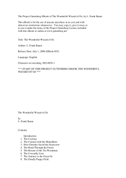 The Project Gutenberg EBook of The Wonderful Wizard of Oz, by L