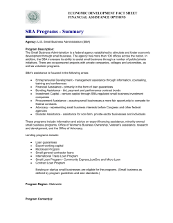 SBA Programs - Summary