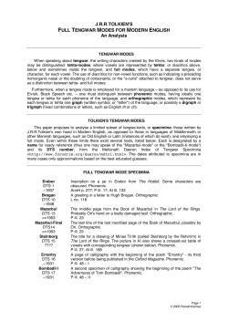 JRR Tolkien`s Full Tengwar Modes for Modern