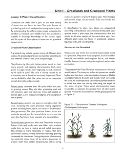 Unit I – Grasslands and Grassland Plants