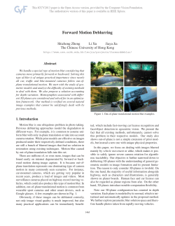 Forward Motion Deblurring - The Computer Vision Foundation