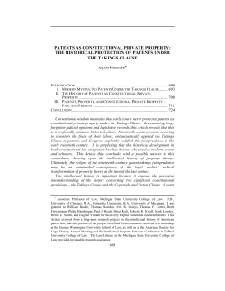 patents as constitutional private property: the