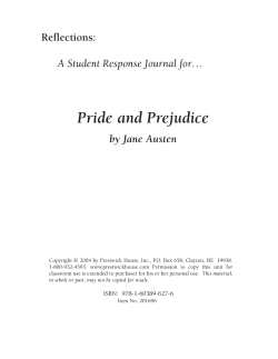 Pride and Prejudice - Response Journal Sample PDF