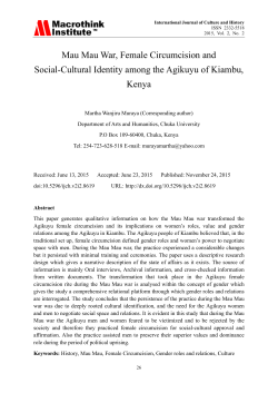 Mau Mau War, Female Circumcision and Social