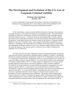 The Development and Evolution of the U.S. Law of Corporate