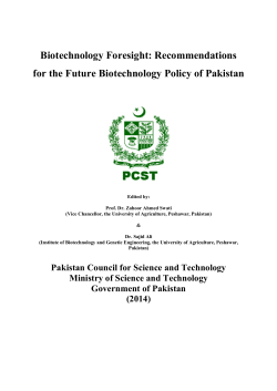 Biotechnology Foresight - Pakistan Council for Science and