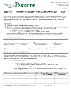 2009-2010 DEPENDENT STUDENT VERIFICATION WORKSHEET