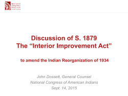 Discussion of S. 1879 The &ldquo;Interior Improvement Act&rdquo;