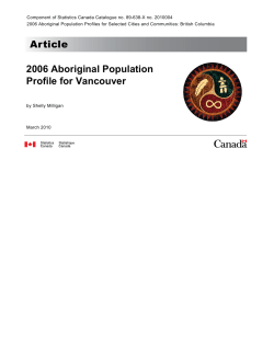 2006 Aboriginal Population Profile for Vancouver