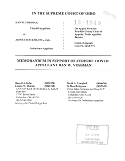 in the supreme court of ohio memorandum in support of jurisdiction