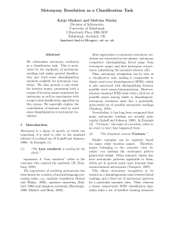 Metonymy Resolution as a Classification Task