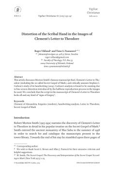 Distortion of the Scribal Hand in the Images of Clement`s Letter to