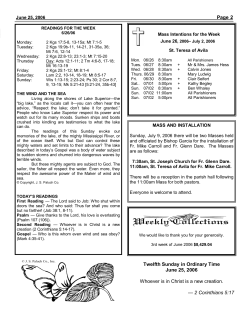 Page 2 Twelfth Sunday in Ordinary Time June 25, 2006 Whoever is