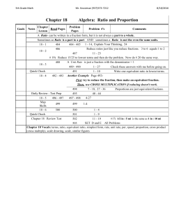 Chapter 18 Algebra: Ratio and Proportion - Milton