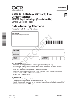 Depth in biology - Foundation tier paper 2