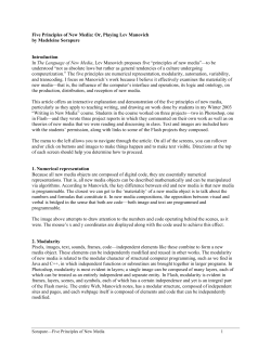 Five Principles of New Media: Or, Playing Lev Manovich by
