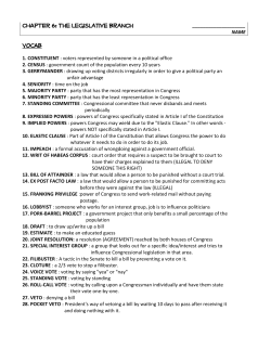 CHAPTER 6: The legislative branch VOCAB