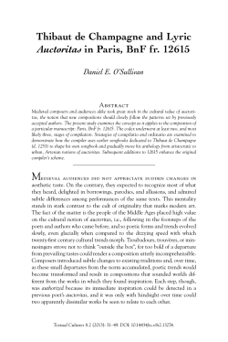 Thibaut de Champagne and Lyric Auctoritas in Paris, BnF fr. 12615