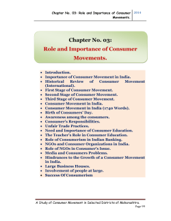 Chapter No. 03: Role and Importance of Consumer