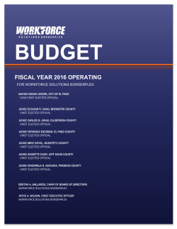 FY16 Budget - Workforce Solutions Borderplex