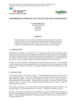 GEOTHERMAL POWER PLANT CYCLES AND MAIN COMPONENTS