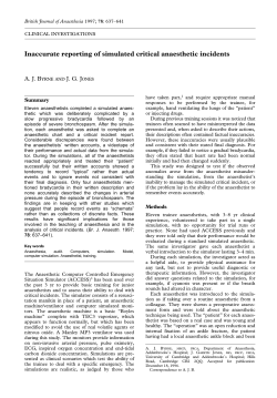 Inaccurate reporting of simulated critical anaesthetic incidents