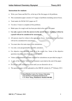 Indian National Chemistry Olympiad Theory 2013