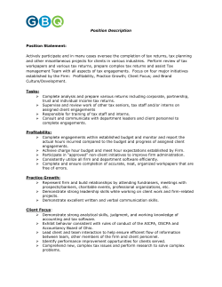 Position Description Position Statement: Actively participate and in