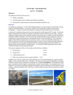 1 ENVR 1401 &ndash; BACKGROUND Lab 12 &ndash; Air Quality