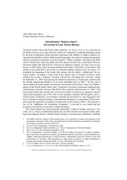 Introduction: Modern times? Terrorism in Late Tsarist Russia