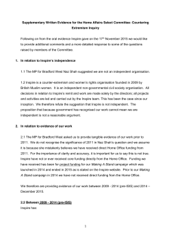 1 Supplementary Written Evidence for the Home