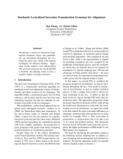 Stochastic Lexicalized Inversion Transduction
