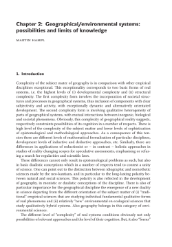 Chapter 2: Geographical/environmental systems: possibilities and