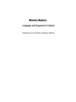 Rhetoric Matters: Language and Argument in Context