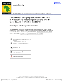 South Africa`s Emerging &ldquo;Soft Power&rdquo; Influence in Africa and Its