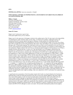 Insecticidal Control of Pepper Weevil and Incidence of Green Peach