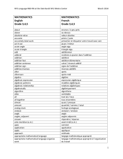 MATHEMATICS English Grade 3,4,5 MATHEMATICS French Grade