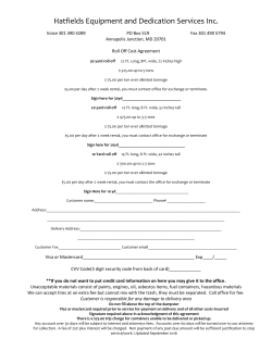 Roll Off Agreement - Hatfields Equipment and Dedication Services