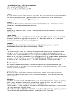 Promoting Clinical Inquiry with a Sacred Cow Contest JoAnn Mick