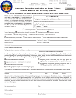 Homestead Exemption Application for Senior Citizens, Disabled