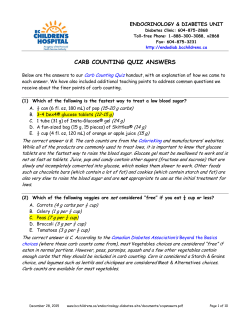 Carb Counting Quiz Answers