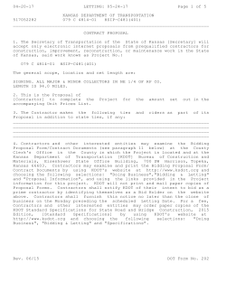 Sample Proposal (Special Provision List/Additional Contract