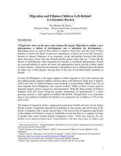 Migration and Filipino Children Left-Behind: A Literature