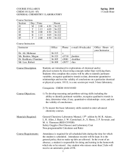 Syllabus 1011L, 2010-Spring - Xavier University of Louisiana