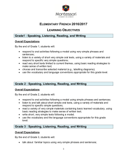 French_Learning objectives 2016/2017