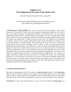 English E-141 The Enlightenment Invention of the Modern Self
