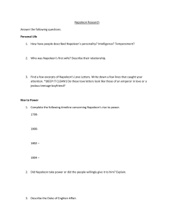 Napoleon Research Answer the following questions. Personal Life 1