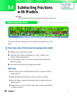 9.4 Subtracting Fractions with Models