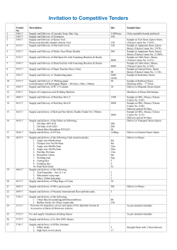 COMPETITIVE TENDERS CLOSING 29 March 2017